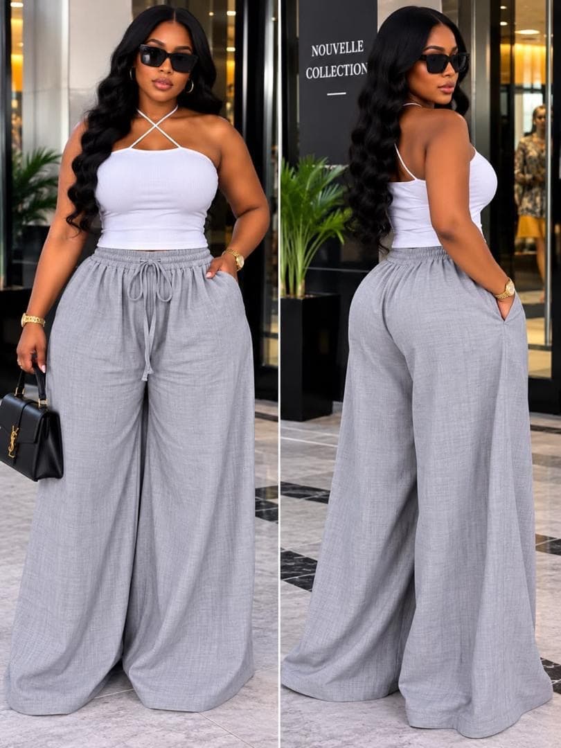 Pantalon large en lin