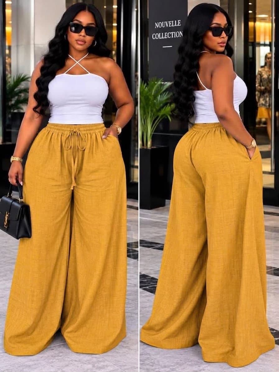 Pantalon large en lin